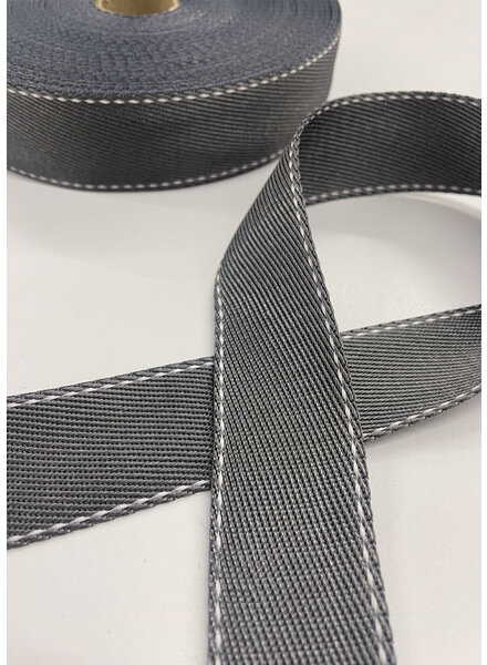 bag strap gray with white stitching line - 35 mm