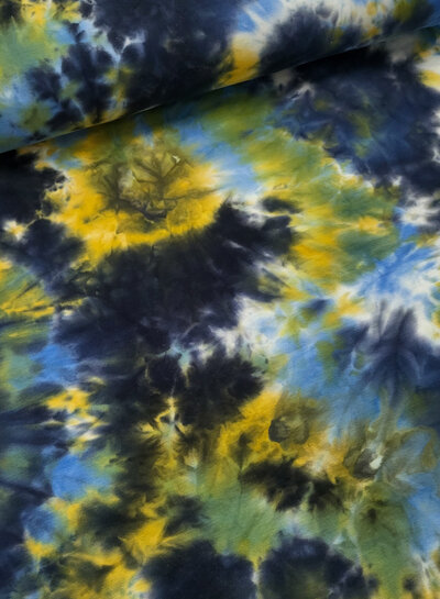 M. blauw en mosterd - tie dye - french terry