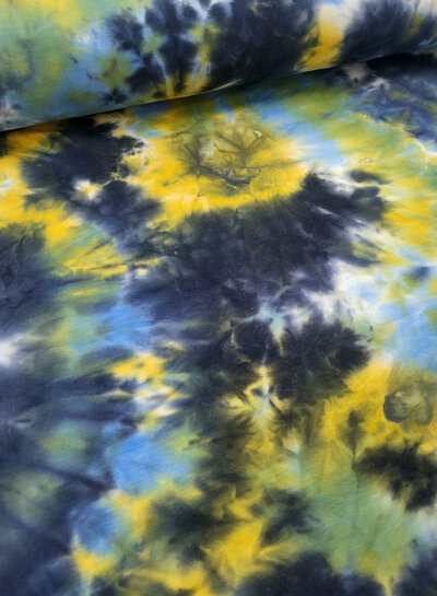 M. blauw en mosterd - tie dye - french terry