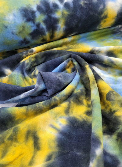 M. blauw en mosterd - tie dye - french terry