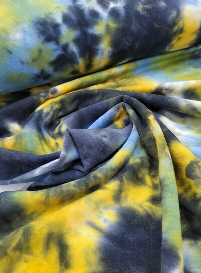 M. blauw en mosterd - tie dye - french terry