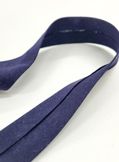 bias double gauze - GOTS - 27mm - navy blue color 23 - PRICE PER METER