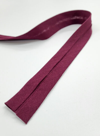 bias double gauze - GOTS - 27mm - bordeaux color 72 - PRICE PER METER