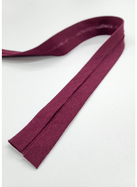 biais double gauze - GOTS - 27mm - bordeaux kleur 72 - PRIJS PER METER