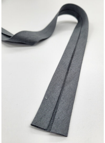 biais double gauze - GOTS - 27mm - donkergrijs kleur 38 - PER METER