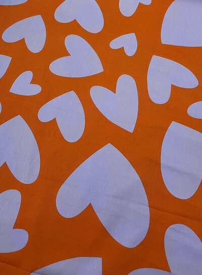 M orange lilac Emily hearts - cotton