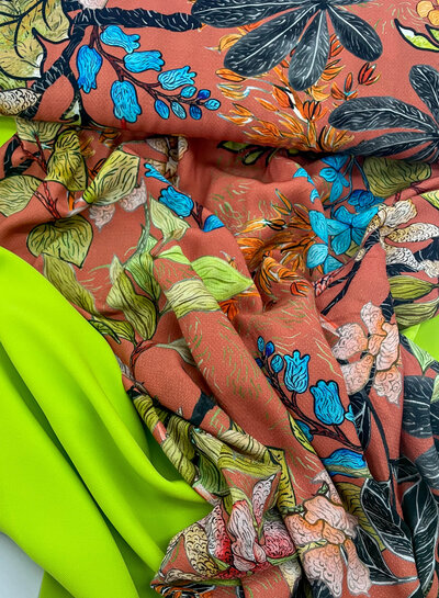 Swafing Nizza leaves terracota - viscose voile