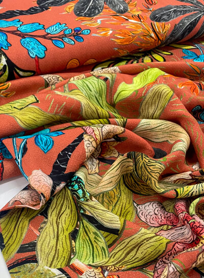 Swafing Nizza leaves terracota - viscose voile