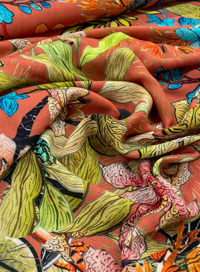 Swafing Nizza leaves terracota - viscose voile