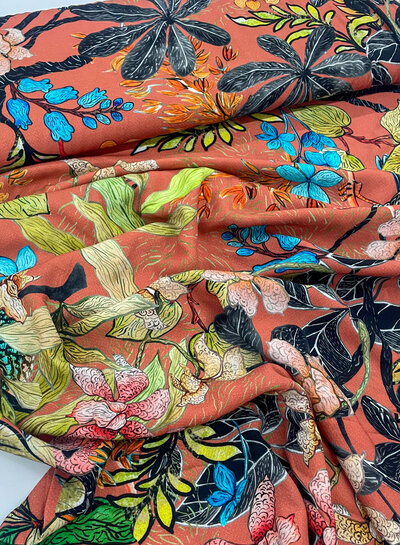 Swafing Nizza leaves terracota - viscose voile