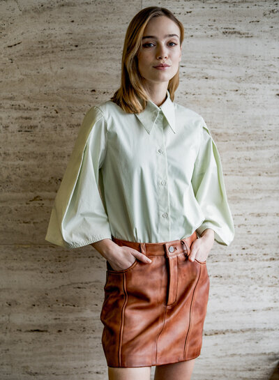 Fibremood ODELL - soft green poplin cotton - Fiber Mood