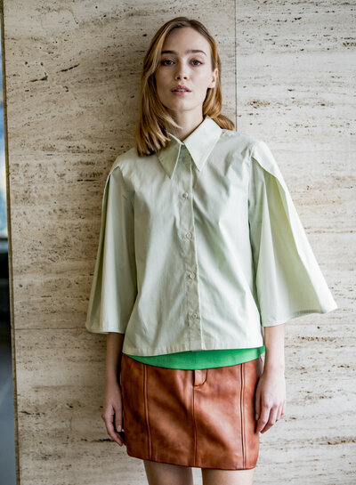 Fibremood ODELL - zacht groen poplin katoen - Fibre Mood