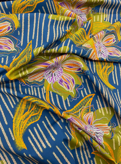 Marylene Madou ferns and orange flowers - beautiful print on 100% cotton