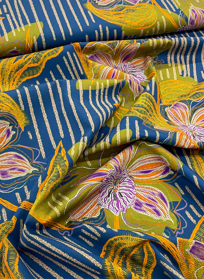 Marylene Madou ferns and orange flowers - beautiful print on 100% cotton