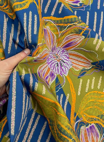 Marylene Madou ferns and orange flowers - beautiful print on 100% cotton