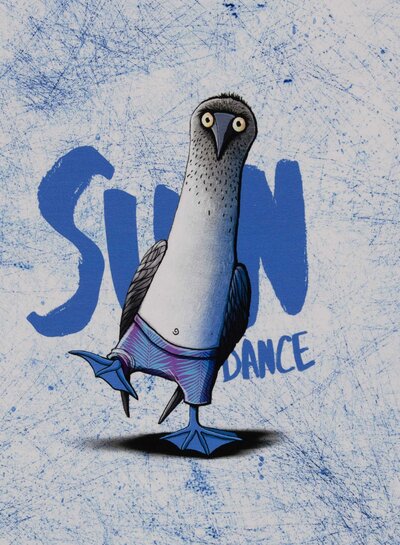 THORSTEN BERGER Sun dance penguin - blue - jersey panel 85 cm height