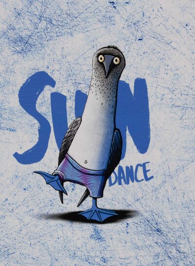 THORSTEN BERGER Sun dance pinguïn - blauw - tricot paneel 85 cm hoogte