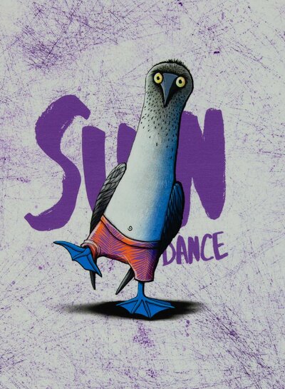 THORSTEN BERGER Sun dance penguin - purple - jersey panel 85 cm height