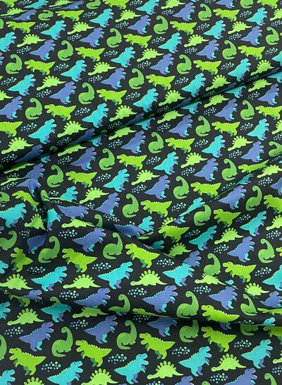 Swafing groen en blauw dino  katoen
