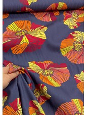 Swafing poppies - blue - beautiful woven viscose