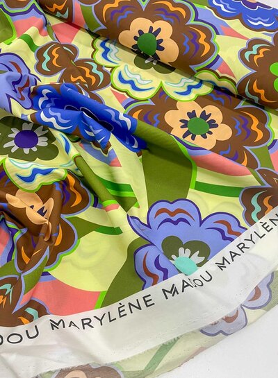 Marylene Madou large flowers - purple and yellow - beautiful print on 100% cotton