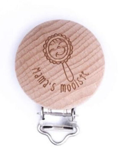 mom's most beautiful - wooden pacifier clip - packed per 2 pieces