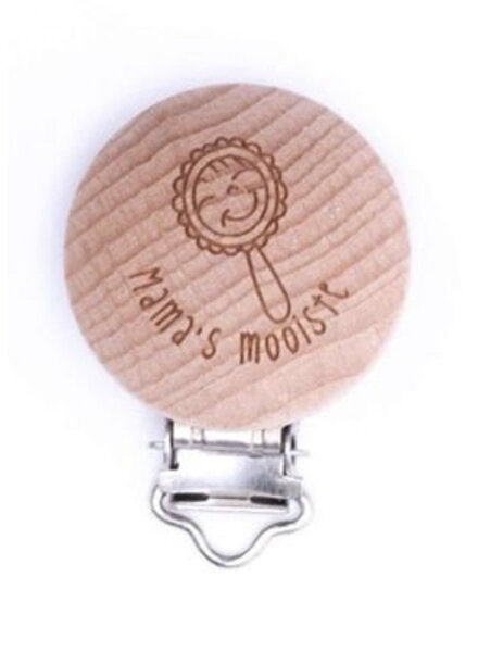 mom's most beautiful - wooden pacifier clip - packed per 2 pieces