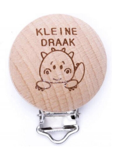 kleine draak - houten fopspeenklem - verpakt per 2 stuks