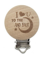 To the moon and back - houten fopspeenklem - verpakt per 2 stuks