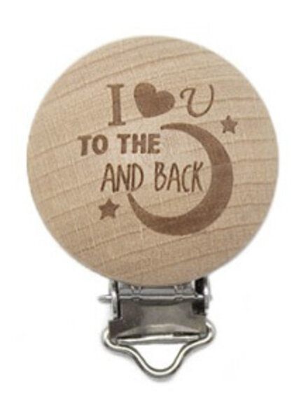 To the moon and back - wooden pacifier clip - packed per 2 pieces