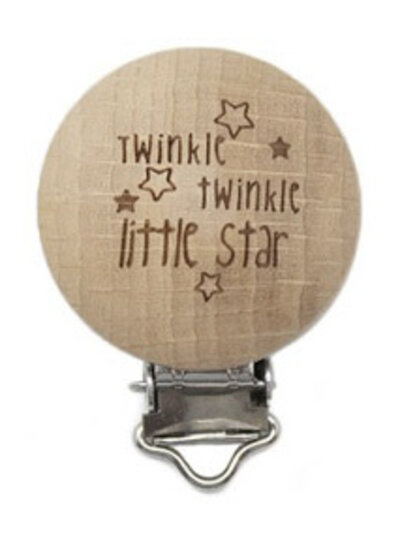 twinkle twinkle - wooden pacifier clip - packed per 2 pieces