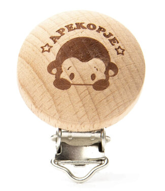Monkey head - wooden pacifier clip - packed per 2 pieces