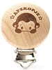 Monkey head - wooden pacifier clip - packed per 2 pieces