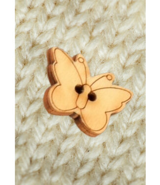 butterfly wooden button - 19 mm