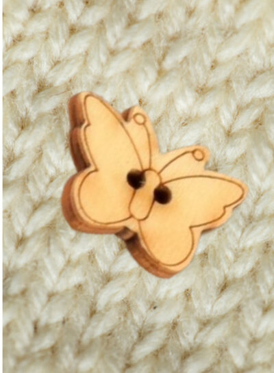 M. vlinder houten knoop - 19 mm