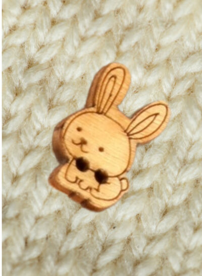 rabbit wooden button - 19 mm