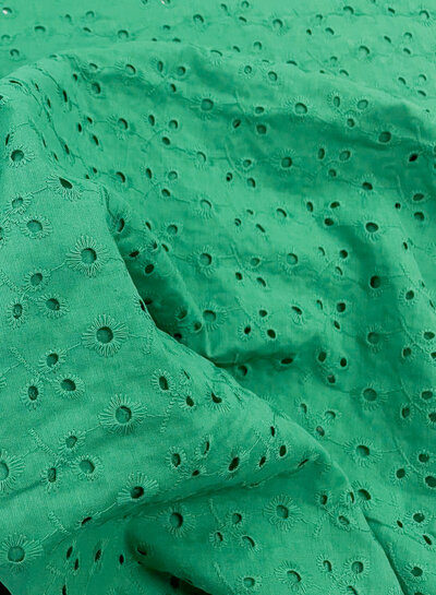 M. grass green - cotton embroidery