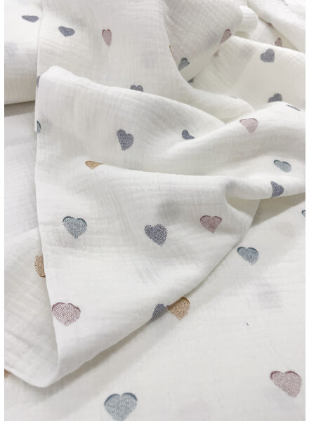 M. crush print - hearts tetra/double gauze