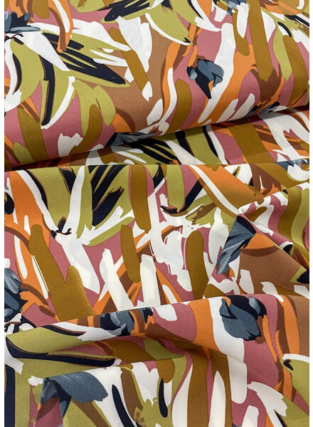 M. ocher painted flowers - supple fabric