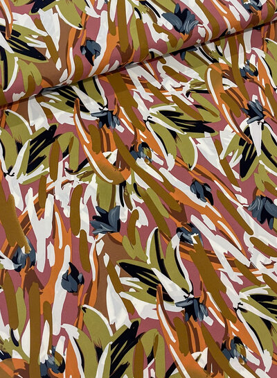 M. ocher painted flowers - supple fabric