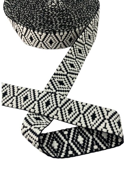 Aztec tassenband 38 mm - zwart