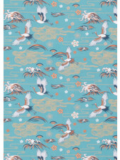 M. turquoise cotton with orange birds