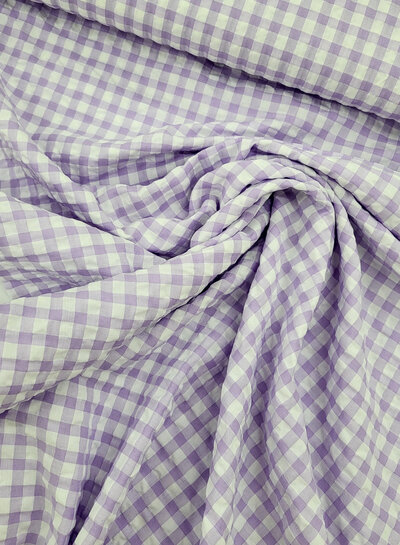 Madeline checks seersucker viscose mix - lilac