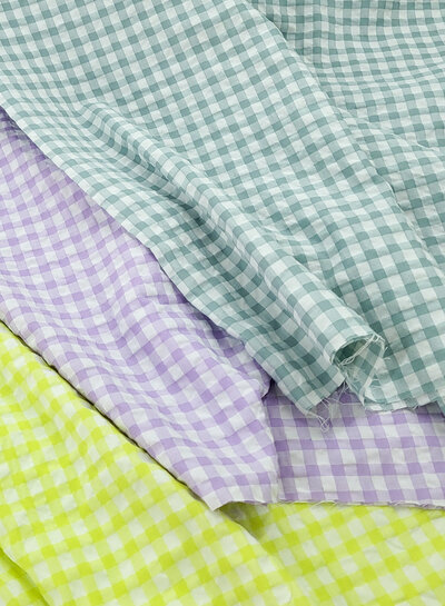 Madeline checks seersucker viscose mix - lilac