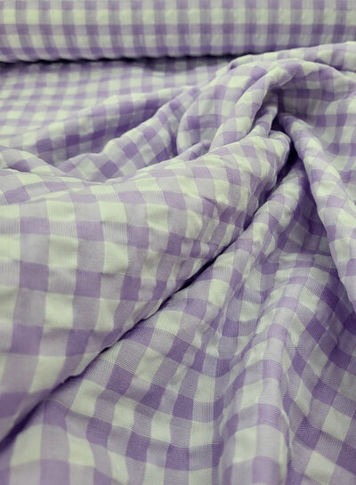 Madeline checks seersucker viscose mix - lilac