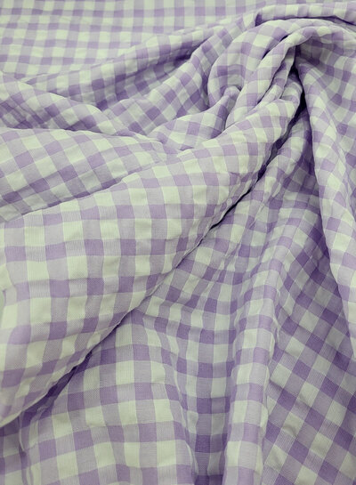 Madeline checks seersucker viscose mix - lilac