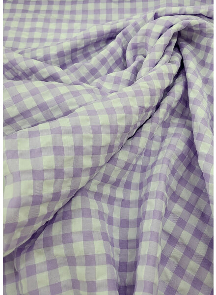 Madeline checks seersucker viscose mix - lilac