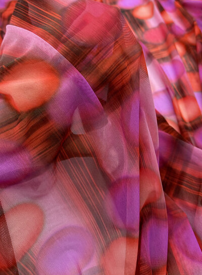deadstock Rosy Circles Mesh Mirage - beautiful mesh fabric, straight from Italy!