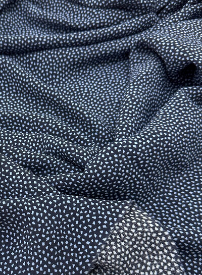 deadstock navy blue with fine blue dots - Italian viscose crepe