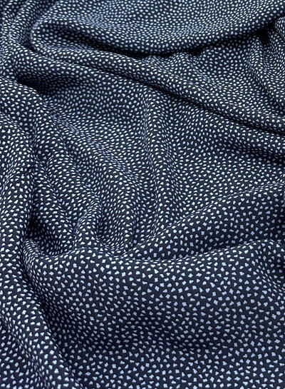 deadstock navy blue with fine blue dots - Italian viscose crepe